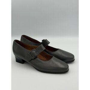 Vintage FootThrill Mary Jane Heels Slate Blue Gray Leather USA Wide 9.5 2W